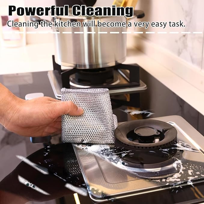 Steel scrubber ideal for efficient kitchen cleaning, ensuring durable and hygienic maintenance of cooking surfaces.