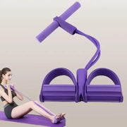 Yoga pedal puller resistance band with foot pedals and hand grips for home stretching