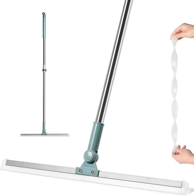 Sponge mop with squeegee for wet and dry cleaning