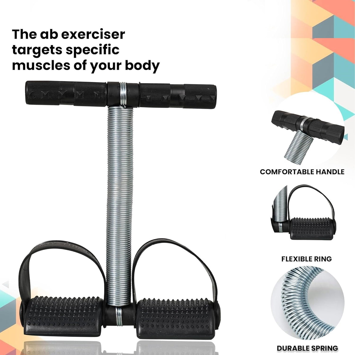 Single Spring Tummy Trimmer Abs Exerciser with Foot Pedals (Black) – product image 4