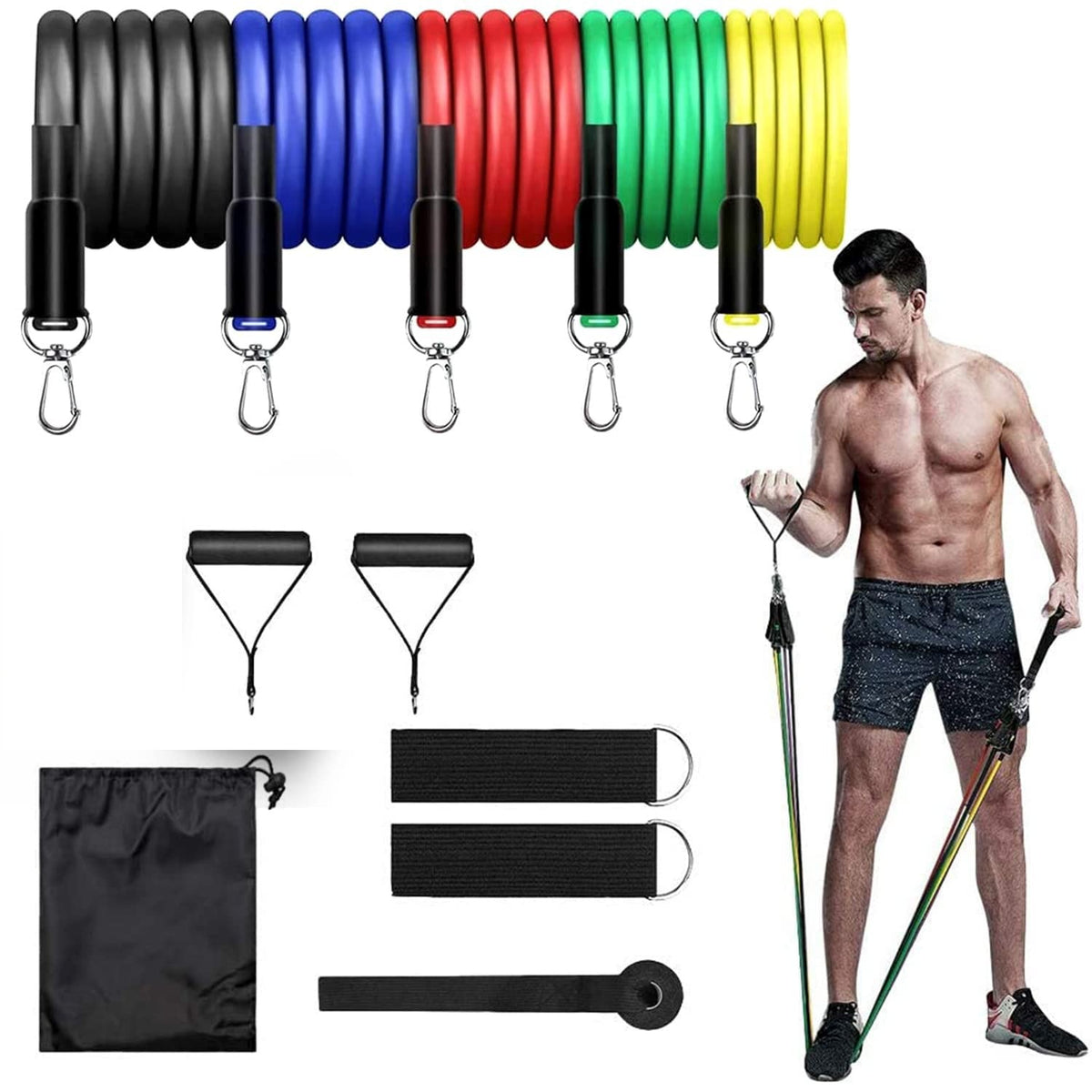 Stackable Resistance Bands Training Tube Set (Up to 110 Lbs)