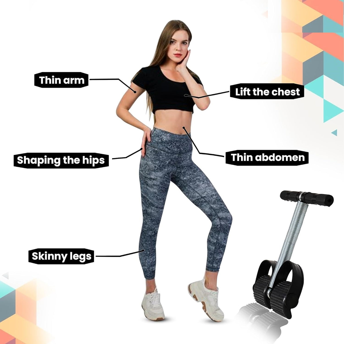 Single Spring Tummy Trimmer Abs Exerciser with Foot Pedals (Black) – product image 3