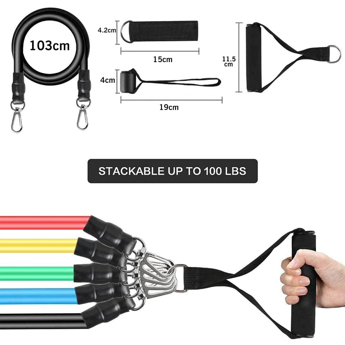 Stackable Resistance Bands Training Tube Set (Up to 110 Lbs) – product image 4