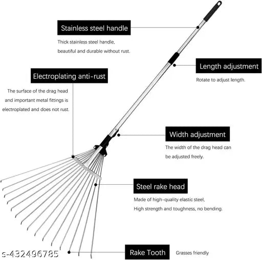 Adjustable Garden Leaf Rake – product image 3