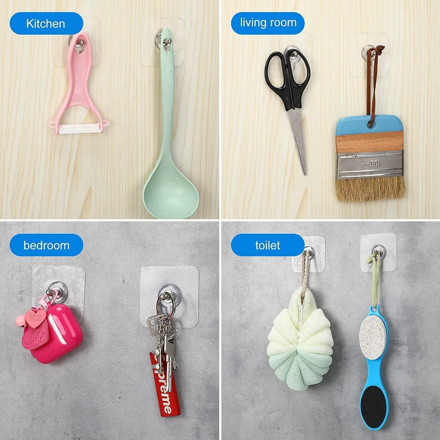 Heavy duty self-adhesive hooks for secure and durable hanging solutions in home and office settings.