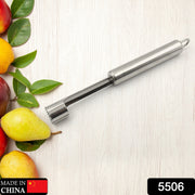 Stainless steel apple and pear corer with soft-grip handle for removing fruit cores