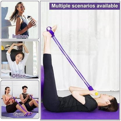 Core strengthening exercise using a resistance band yoga puller for enhanced flexibility and muscle toning