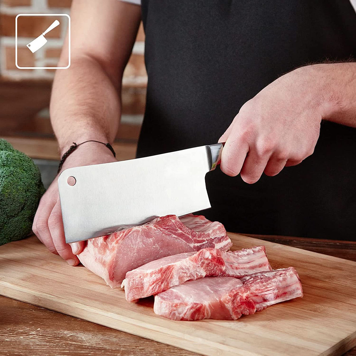 Stainless steel kitchen knife set with chopping board, 5-piece