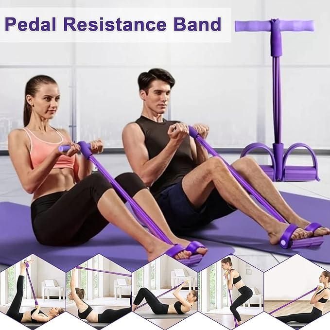 Core strengthening exercise using a resistance band yoga puller for enhanced flexibility and muscle toning