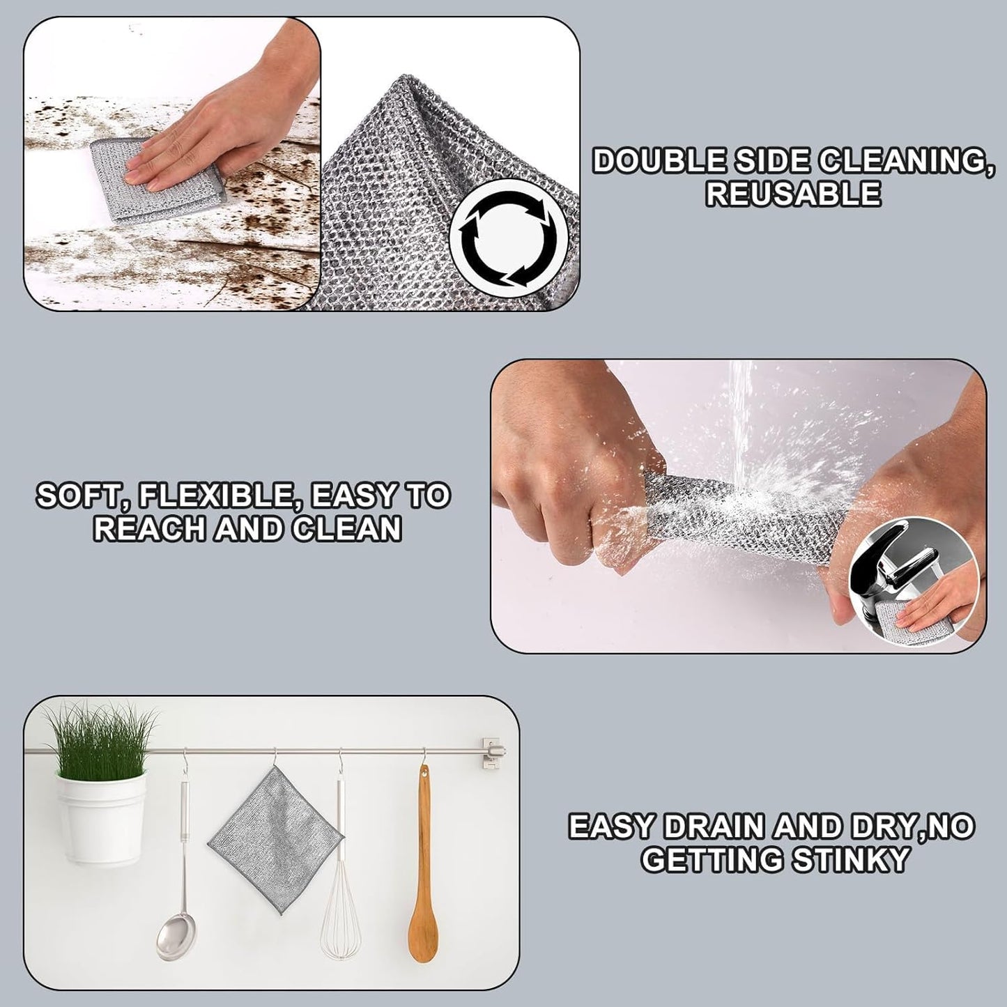 Steel scrubber ideal for efficient kitchen cleaning, ensuring durable and hygienic maintenance of cooking surfaces.