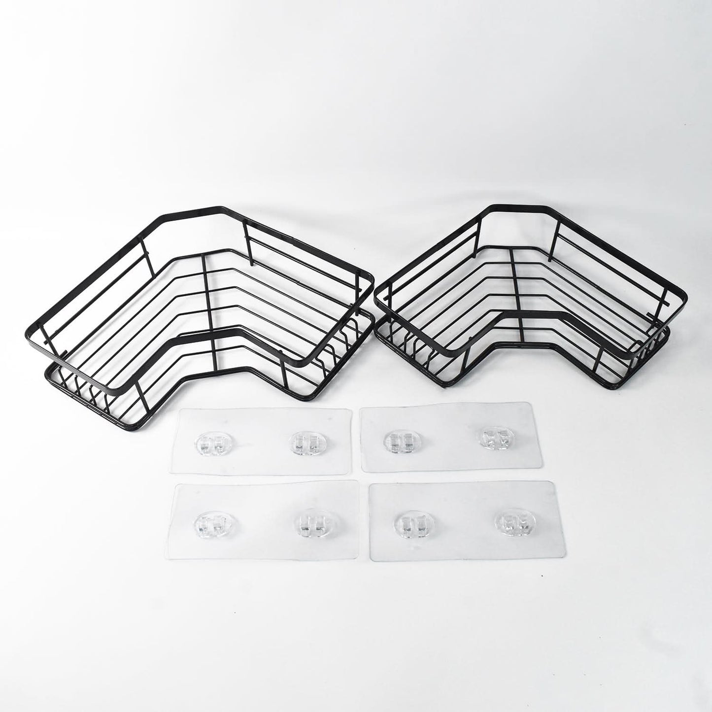 CornerMax™ Duo - Rustproof Iron Coating Self-Adhesive Shower/Kitchen Corner Shelf Organizer Set (2 Pack, 30lb Load).
