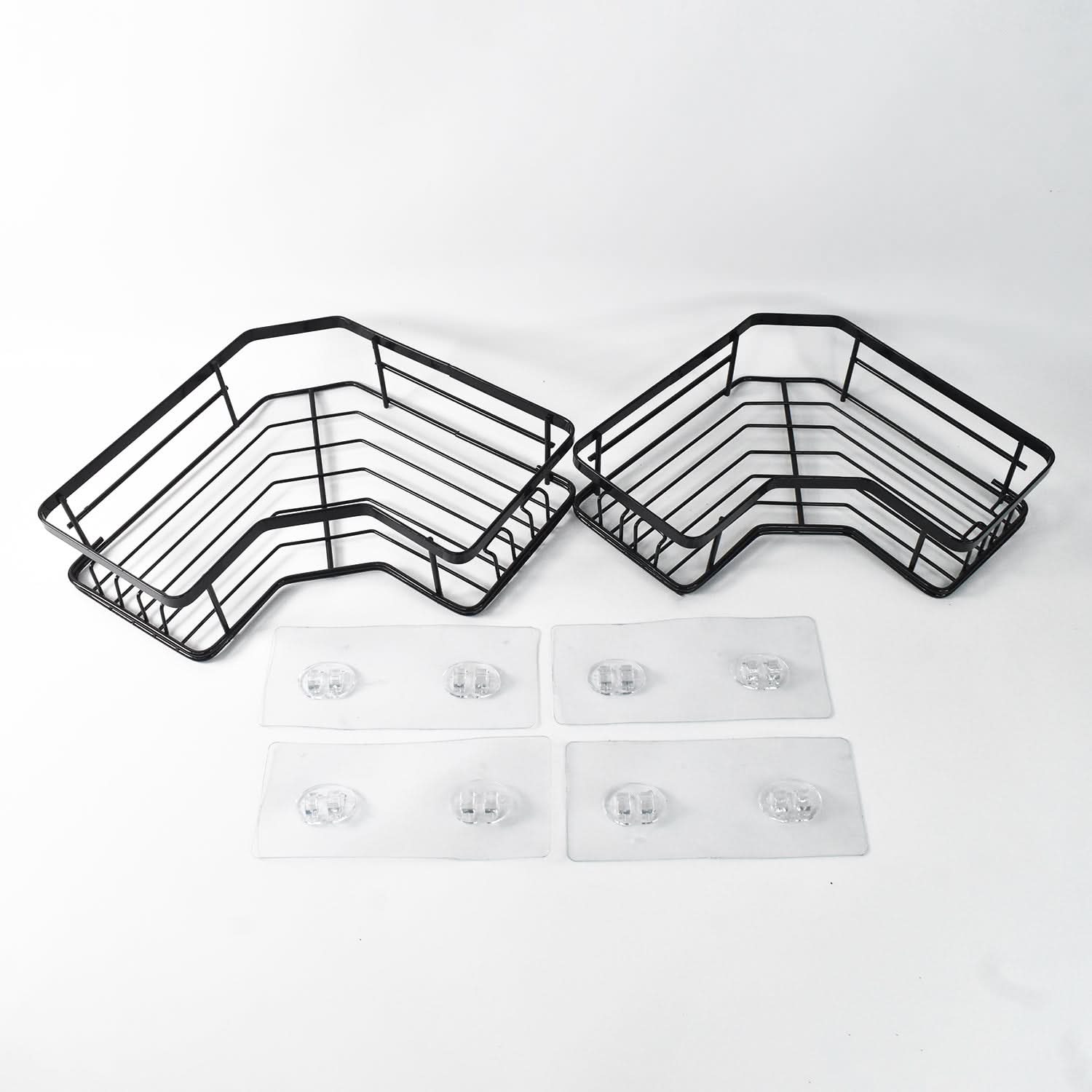CornerMax™ Duo - Rustproof Iron Coating Self-Adhesive Shower/Kitchen Corner Shelf Organizer Set (2 Pack, 30lb Load).
