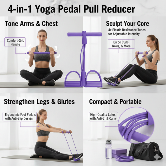 4-Tube Pedal Resistance Band for Home Exercise