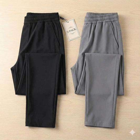 Men's Track Pants Combo, Black and Grey, 2-Pack