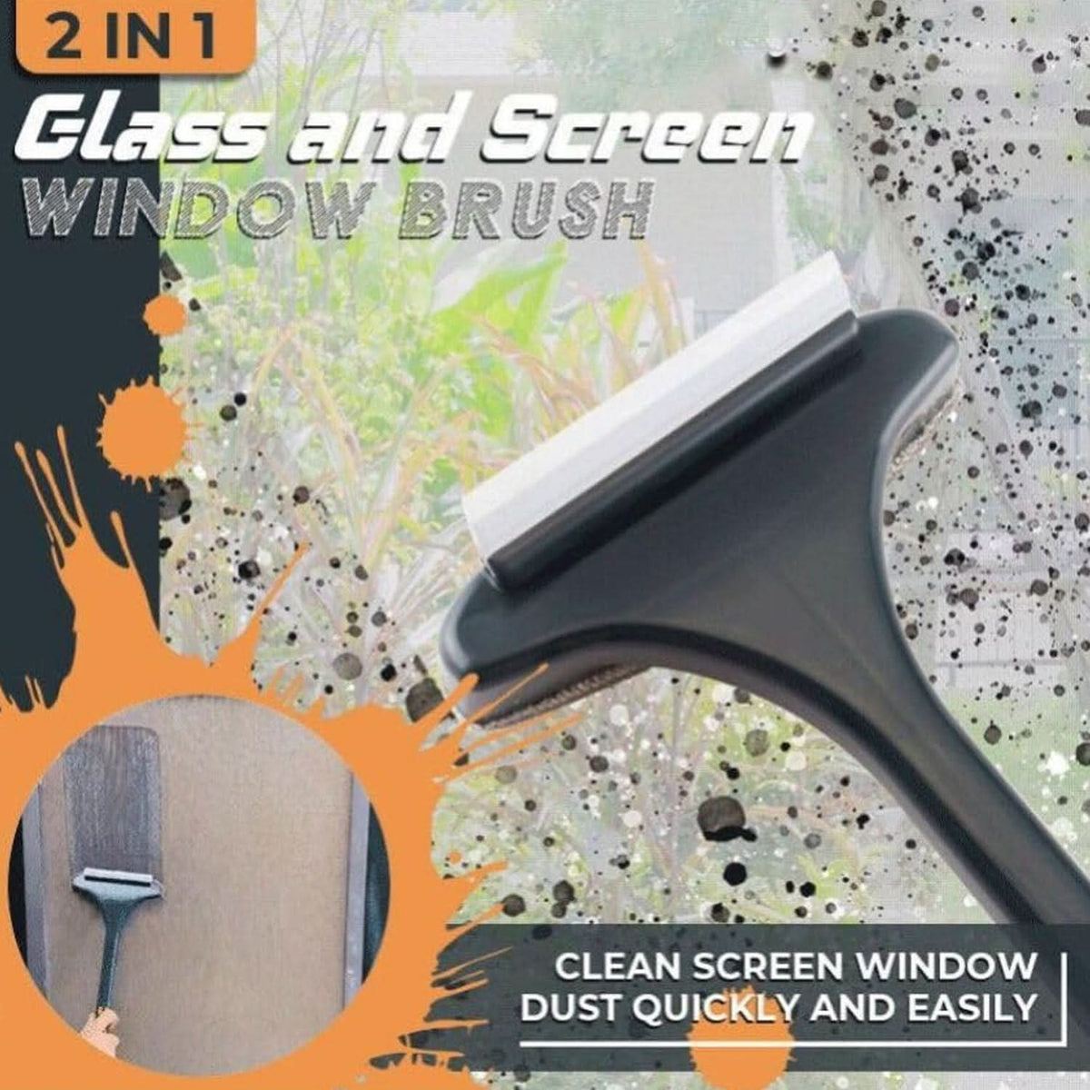 2-in-1 mesh screen cleaning brush with long handle