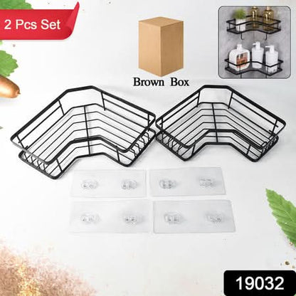 CornerMax™ Duo - Rustproof Iron Coating Self-Adhesive Shower/Kitchen Corner Shelf Organizer Set (2 Pack, 30lb Load).