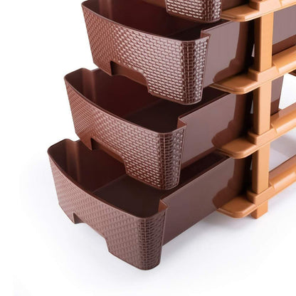 Wukusy Stor-Max Pro – 5-Tier Modular Plastic Drawer System for Home & Office Organization (Brown).