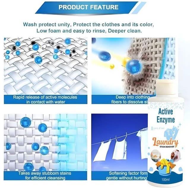 Two 100ml bottles of enzyme laundry stain remover