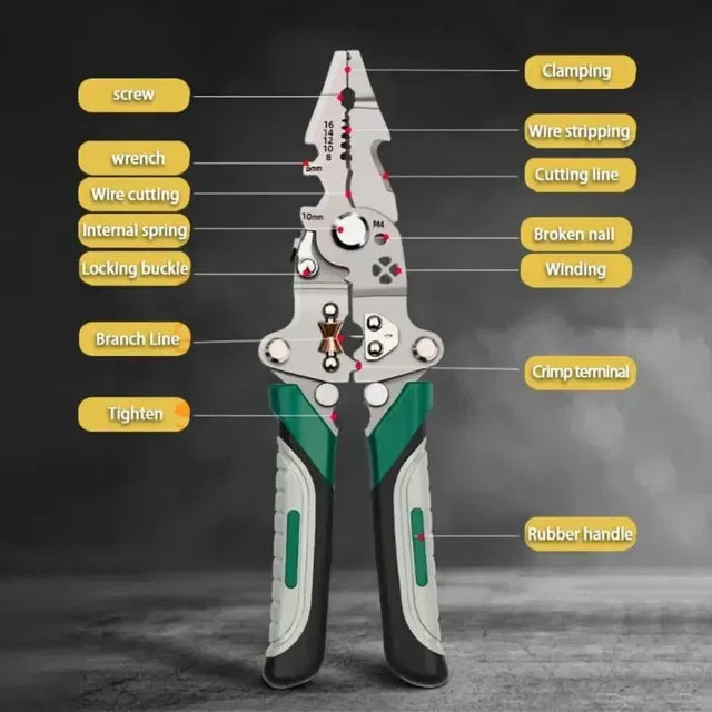9-in-1 Foldable Multi-Tool Pliers | Wire Stripper & Cutter