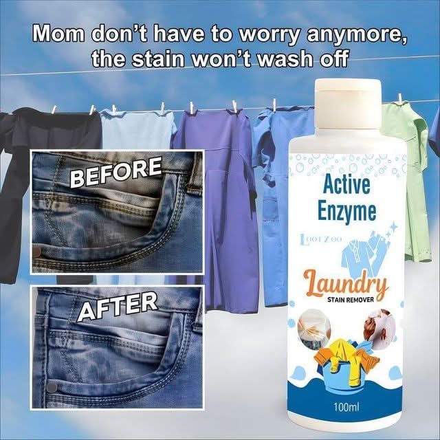 Enzyme laundry stain remover 100ml bottle, front view