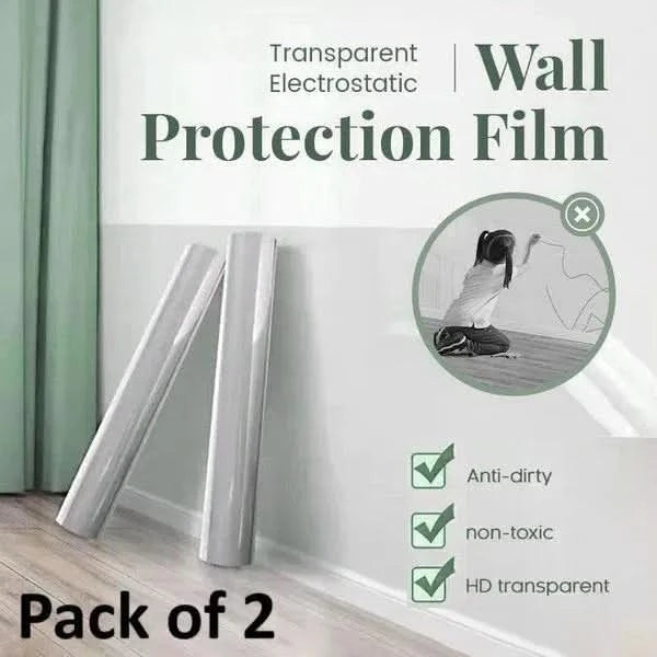 Transparent self-adhesive wall protection film, pack of 2 rolls, applied to a wall