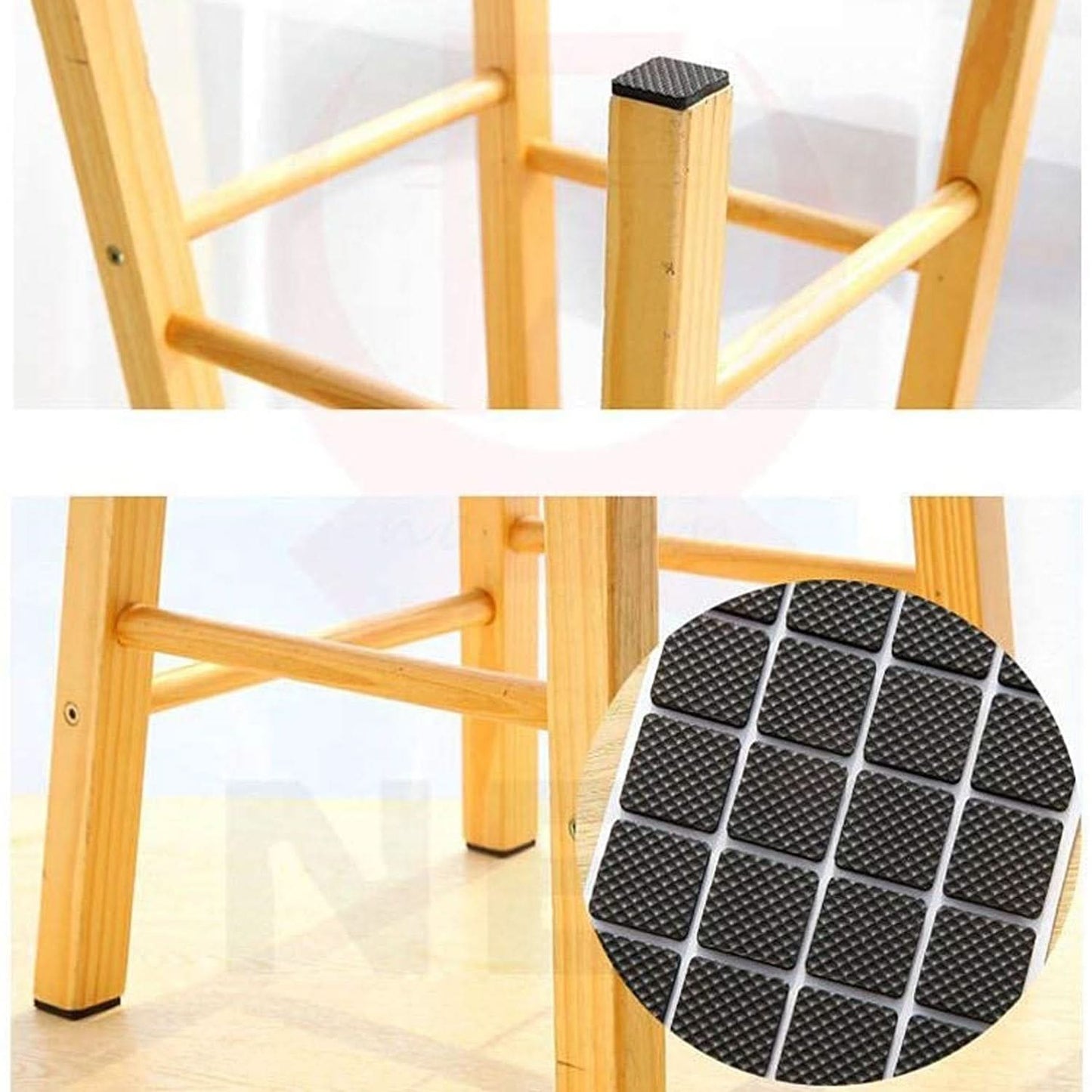 Wukusy FloorShield™ – Square Self-Adhesive Furniture Pads (18 Pcs Set) | Non-Skid Felt Floor Protectors for Hardwood, Tile, and Laminate.