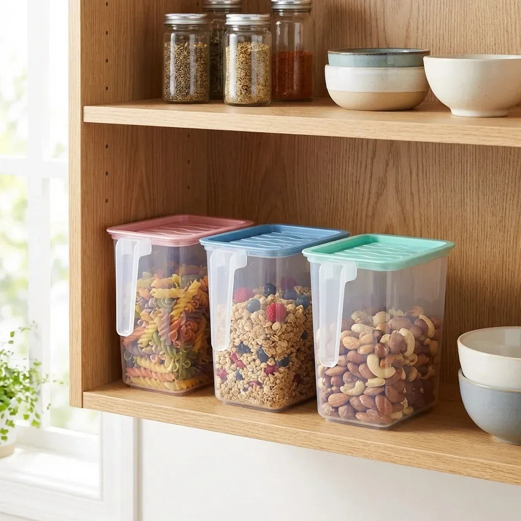 Clear Kitchen Storage Baskets with Lid, Pack of 6