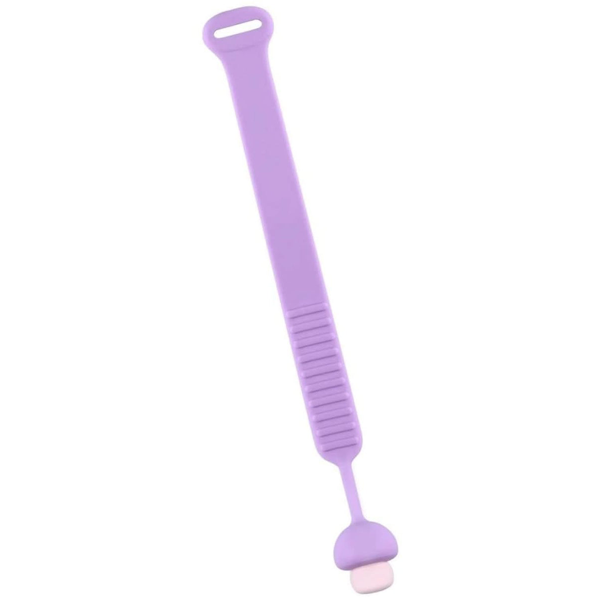 Silicone toilet seat lifter band handle attached to a toilet lid
