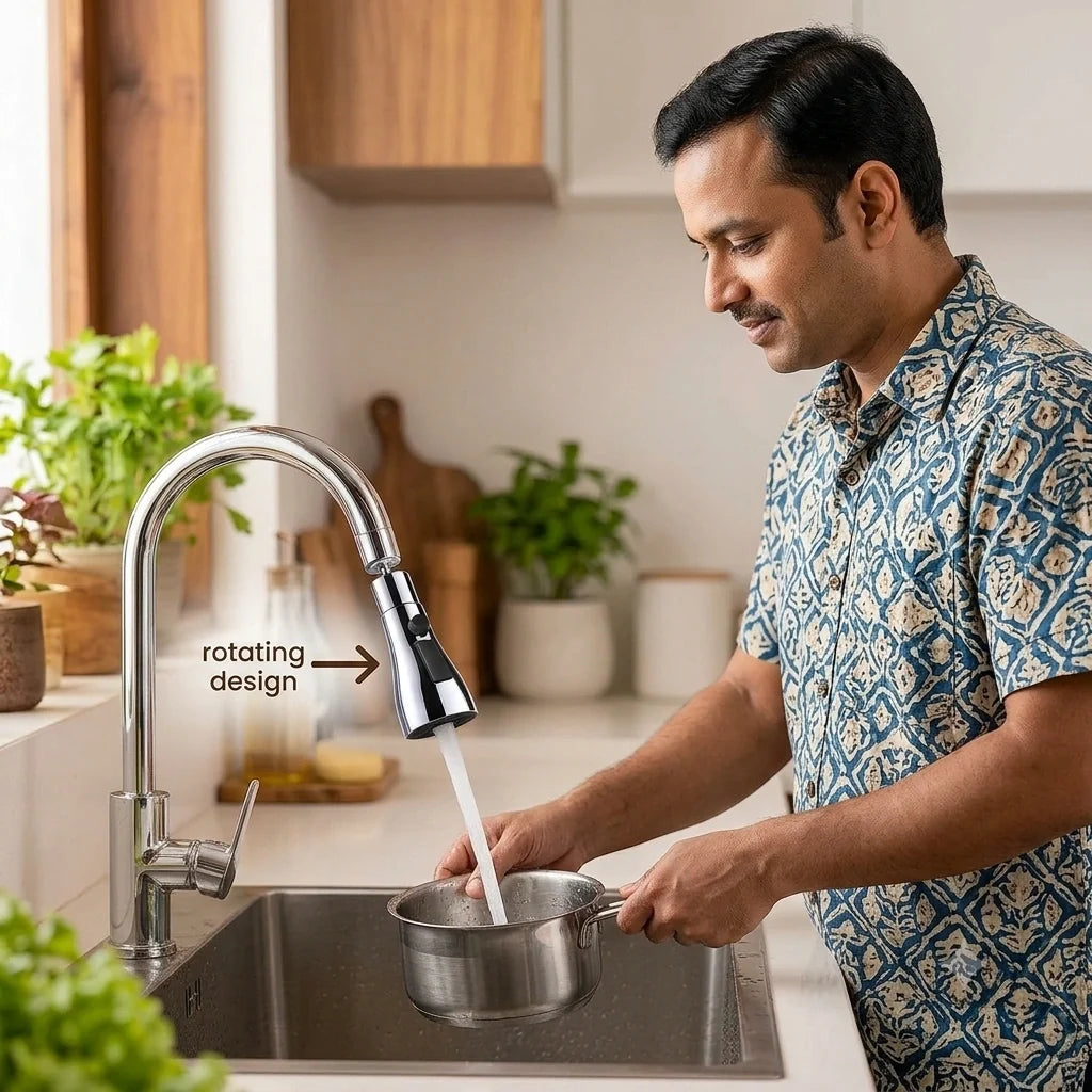 TapTwistJet anti-splash faucet aerator for controlled water flow