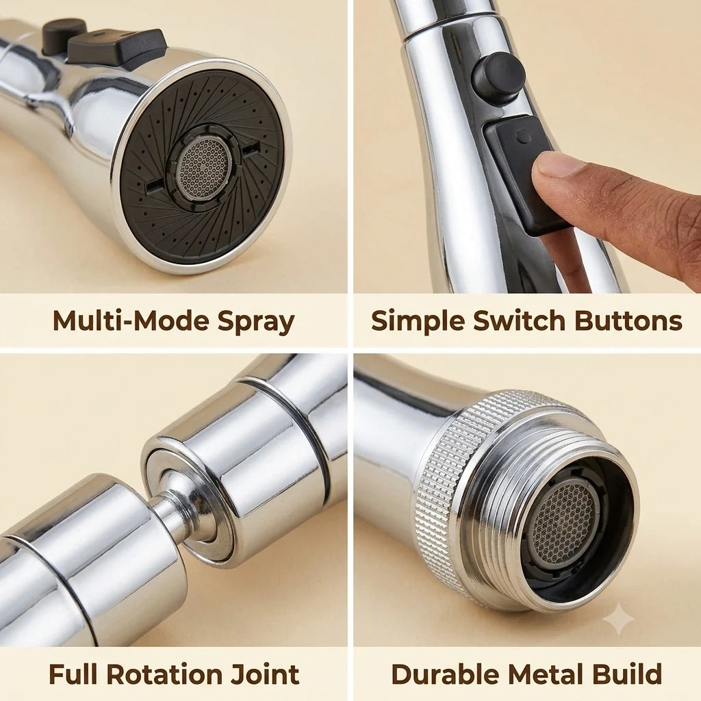 TapTwistJet stainless steel and PP rotating sink attachment