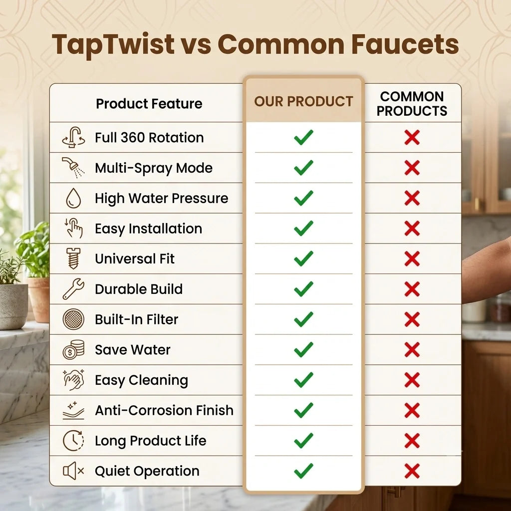 Compact TapTwistJet rotating water nozzle for standard round faucets
