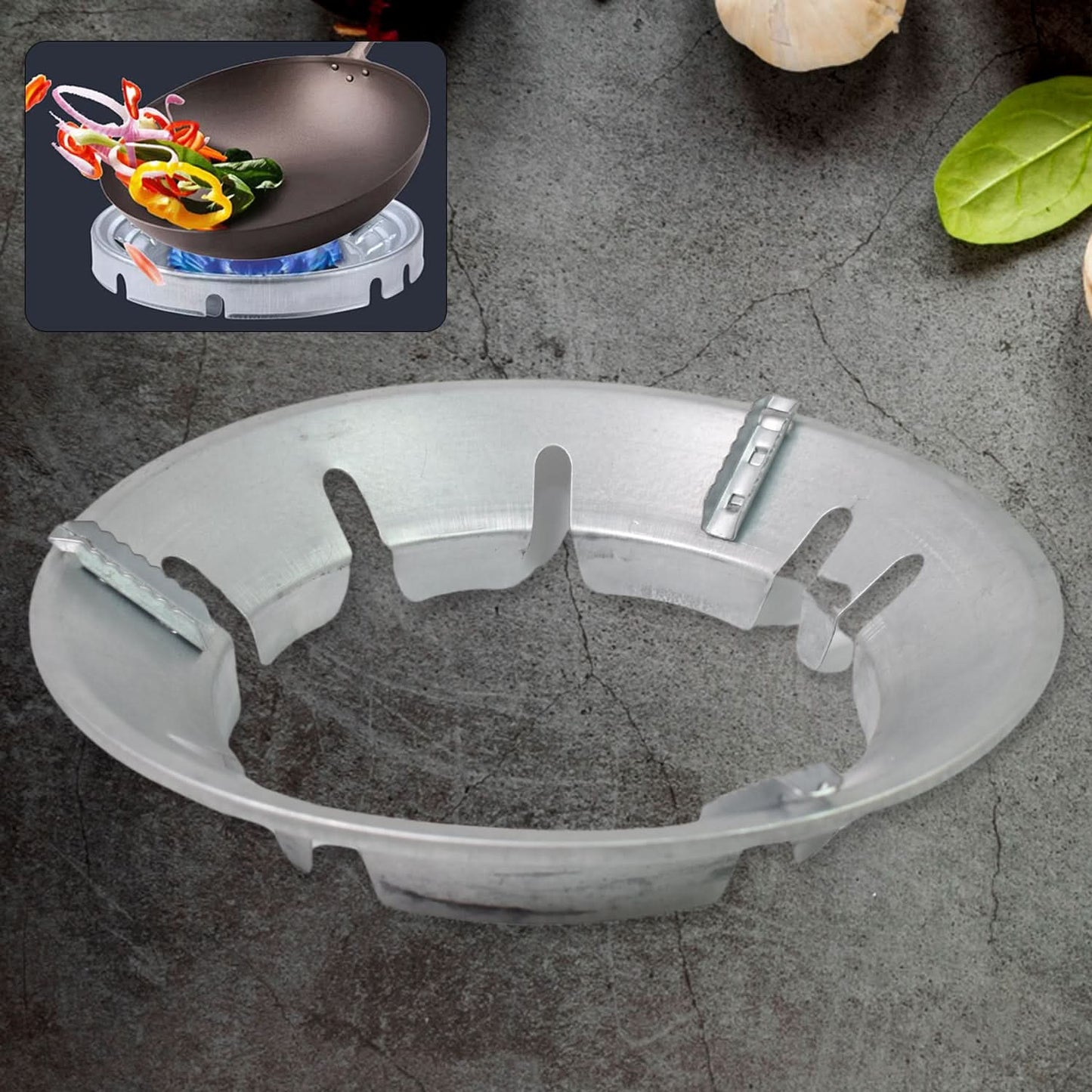 Wukusy FlameLock Pro – Gas Saver Burner Stand | Fire & Windproof Energy-Saving Stove Jali | Universal Fit, Premium Aluminum.