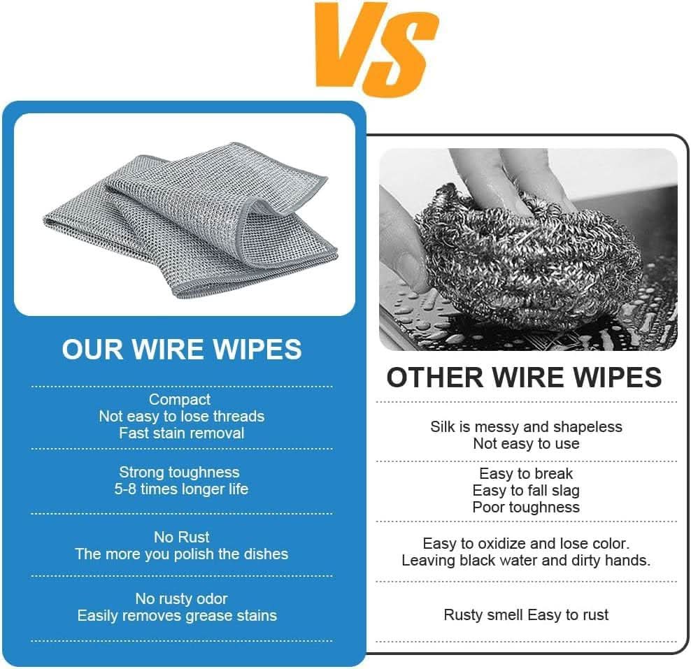 Steel wire scrubber cloth for kitchen cleaning