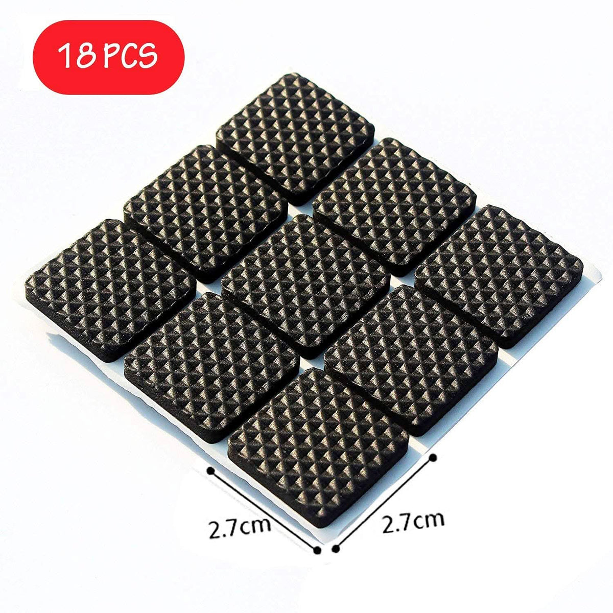 Self-adhesive square felt furniture pads, close-up